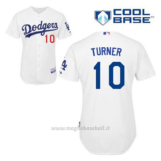 Maglia Baseball Uomo Los Angeles Dodgers Justin Turner 10 Bianco 1ªCool Base